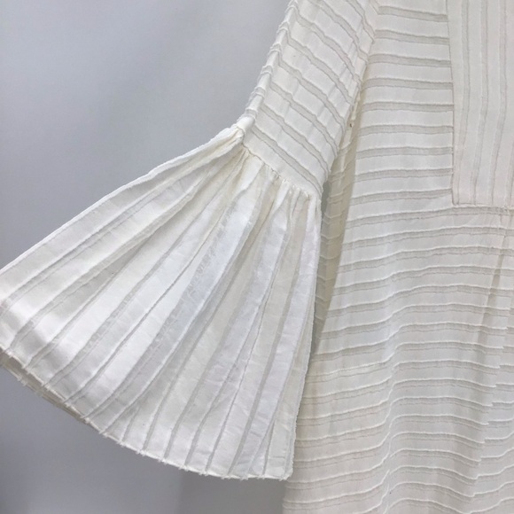 BCBGMaxAzaria Aidan Woven Bell Sleeve Dress Summer Beach Ivory Size Small - Picture 4 of 7